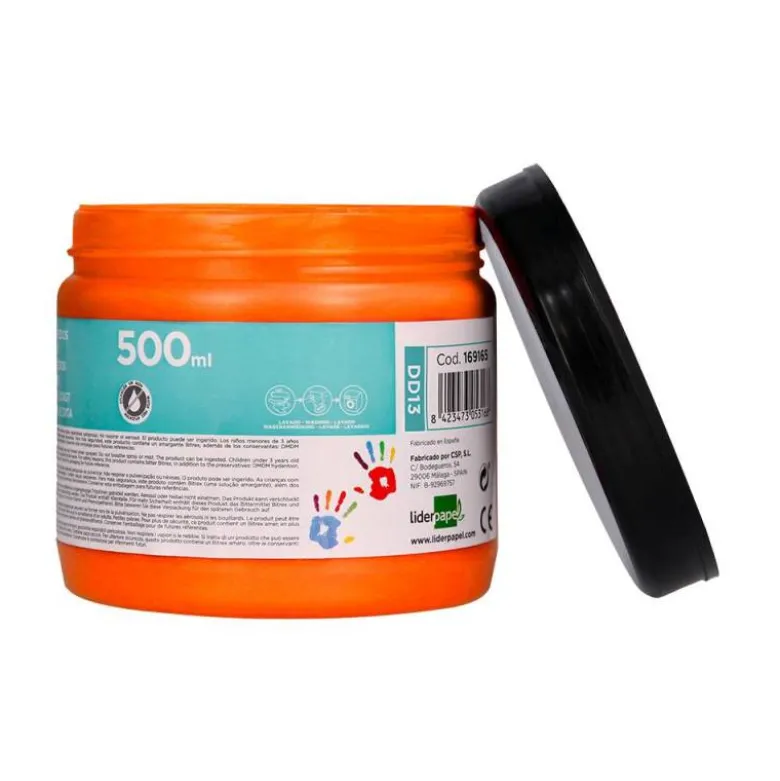 PINTURA DEDOS LIDERPAPEL TARRINA DE 500 CC NARANJA