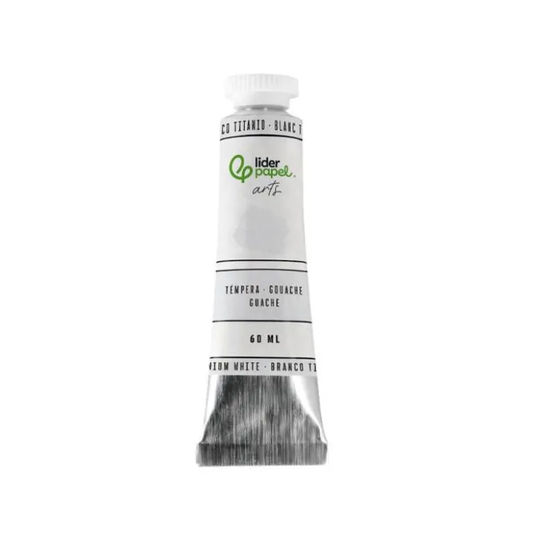 PINTURA GOUACHE/TEMPERA LIDERPAPEL TUBO DE ALUMINIO DE 60 ML COLOR BLANCO TITANIO