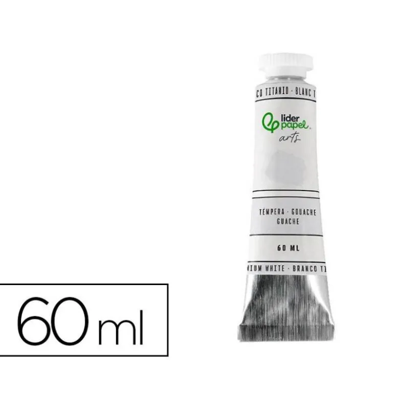 PINTURA GOUACHE/TEMPERA LIDERPAPEL TUBO DE ALUMINIO DE 60 ML COLOR BLANCO TITANIO