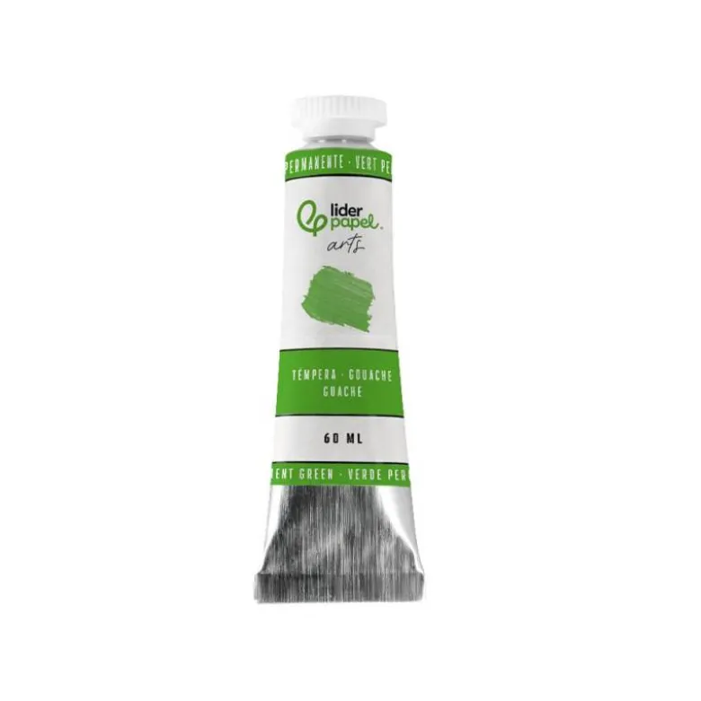 PINTURA GOUACHE/TEMPERA LIDERPAPEL TUBO DE ALUMINIO DE60 ML COLOR VERDE PERMANENTE