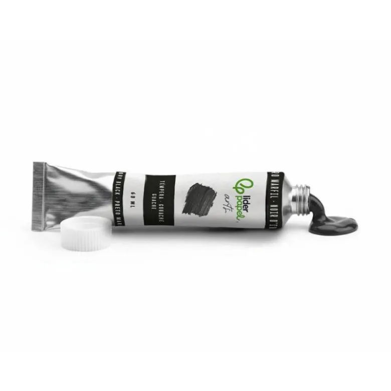PINTURA GOUACHE/TEMPERA LIDERPAPEL TUBO DE ALUMINIO DE 60 ML COLOR NEGRO MARFIL