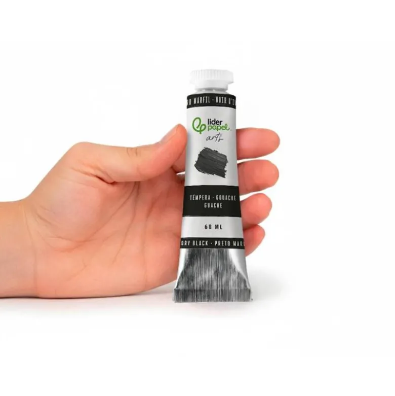 PINTURA GOUACHE/TEMPERA LIDERPAPEL TUBO DE ALUMINIO DE 60 ML COLOR NEGRO MARFIL