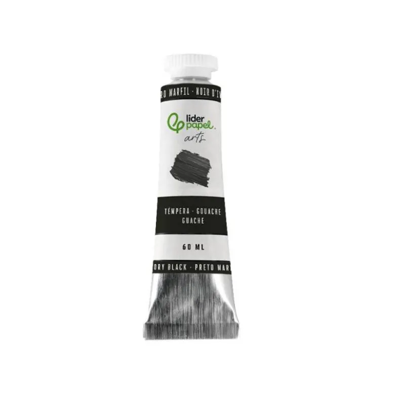 PINTURA GOUACHE/TEMPERA LIDERPAPEL TUBO DE ALUMINIO DE 60 ML COLOR NEGRO MARFIL