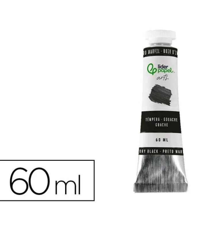 PINTURA GOUACHE/TEMPERA LIDERPAPEL TUBO DE ALUMINIO DE 60 ML COLOR NEGRO MARFIL
