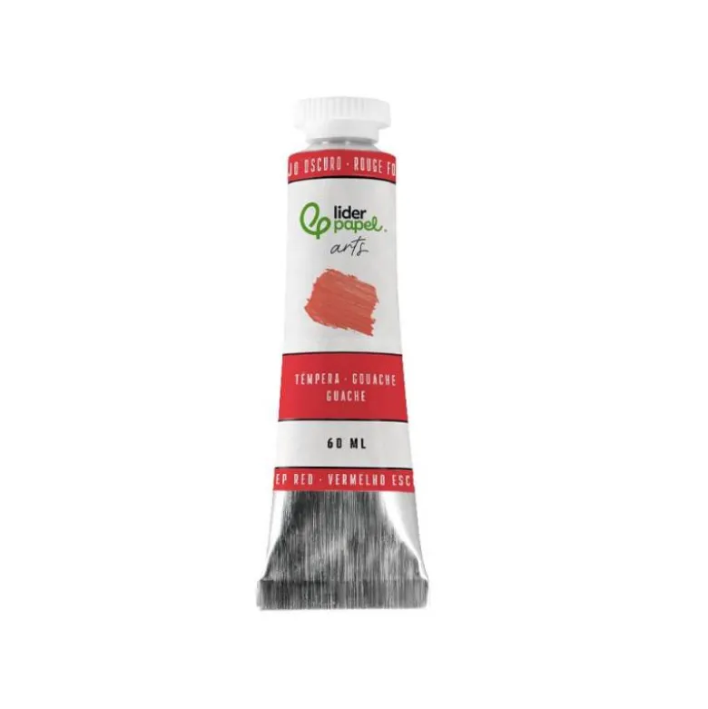 PINTURA GOUACHE/TEMPERA LIDERPAPEL TUBO DE ALUMINIO DE 60 ML COLOR ROJO OSCURO