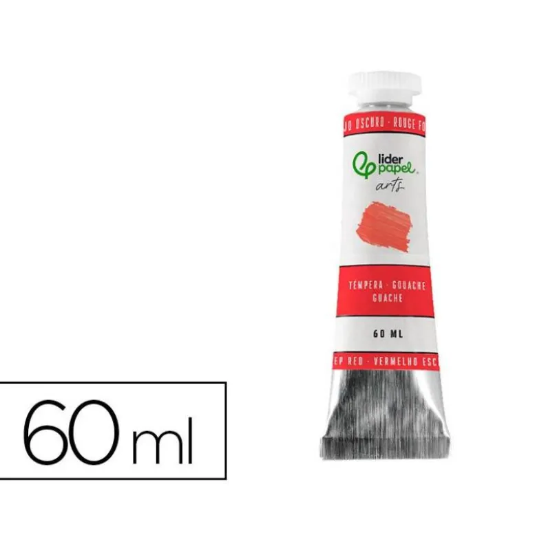 PINTURA GOUACHE/TEMPERA LIDERPAPEL TUBO DE ALUMINIO DE 60 ML COLOR ROJO OSCURO