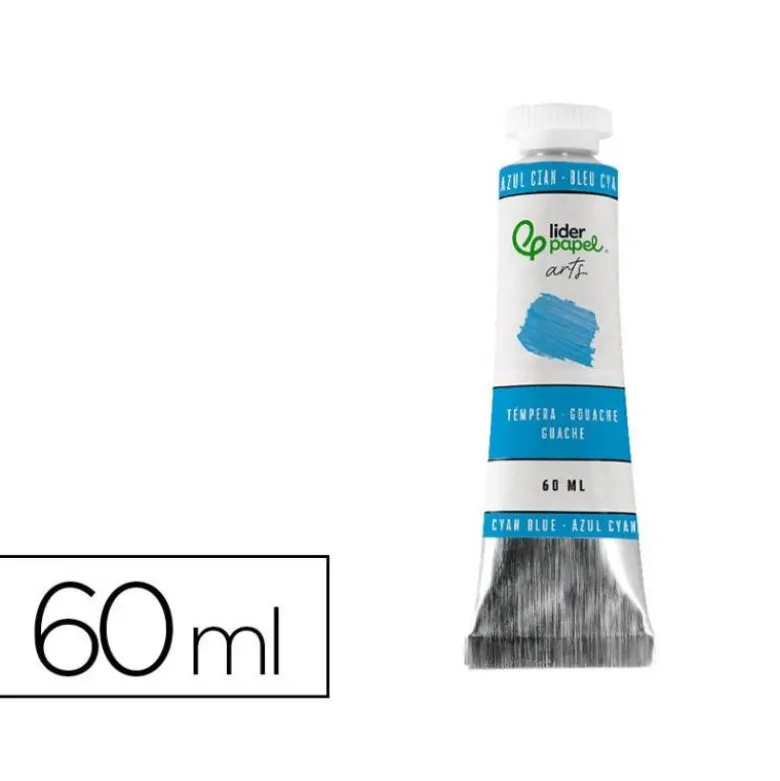 PINTURA GOUACHE/TEMPERA LIDERPAPEL TUBO DE ALUMINIO DE 60 ML COLOR AZUL CIAN