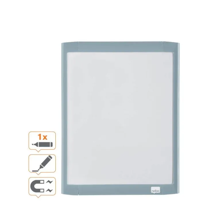 PIZARRA BLANCA NOBO MAGNETICA CON BORRADOR IMAN Y ROTULADOR MARCO COLORES PASTEL SURTIDOS 216X280 MM