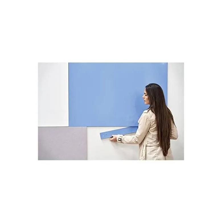 PIZARRA BLANCA ROCADA LACADA MAGNETICA MODULAR SIN MARCO COLOR AZUL 75X115 CM