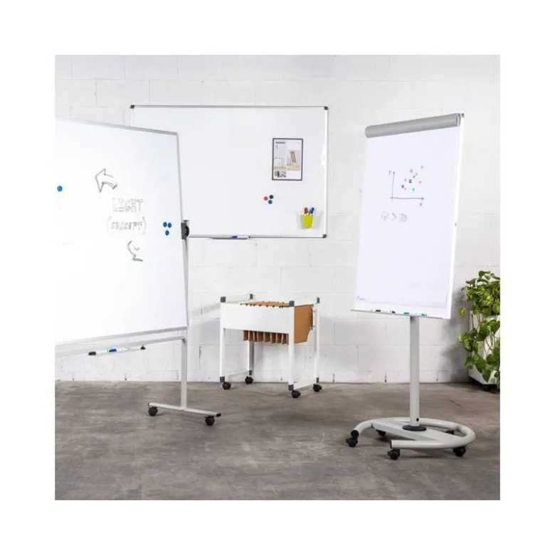 PIZARRA BLANCA ROCADA LACADA MAGNETICA MARCO ALUMINIO CON CANTONERAS 120X180 CM