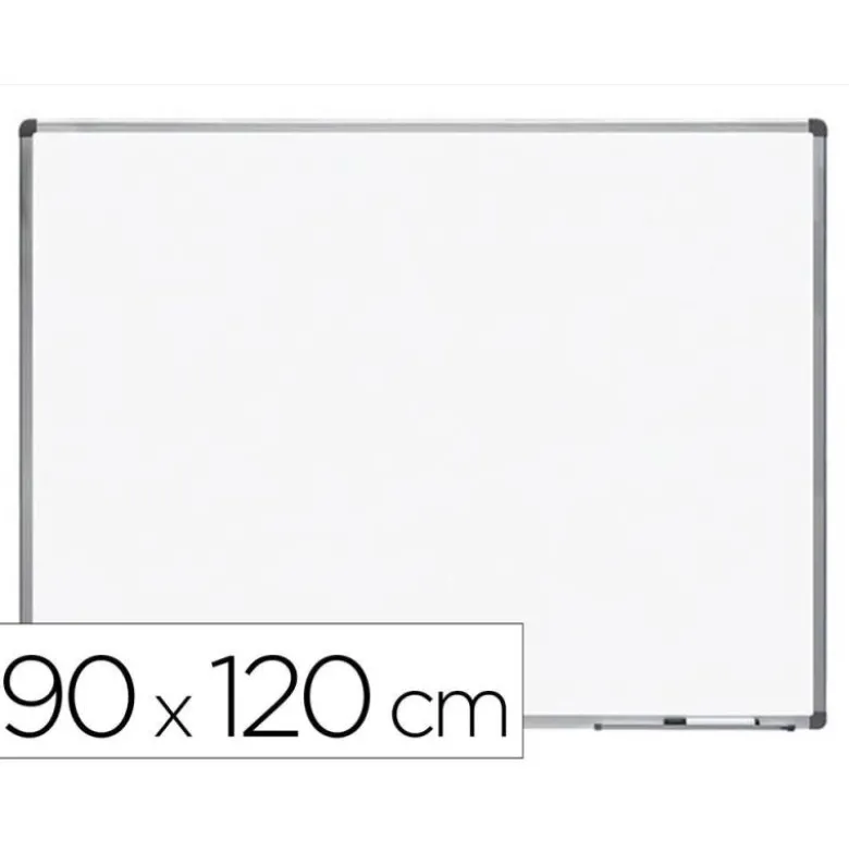 PIZARRA BLANCA ROCADA LACADA MAGNETICA MARCO ALUMINIO CON CANTONERAS 90X120 CM