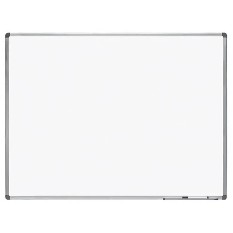 PIZARRA BLANCA ROCADA LACADA MAGNETICA MARCO ALUMINIO CON CANTONERAS 90X120 CM