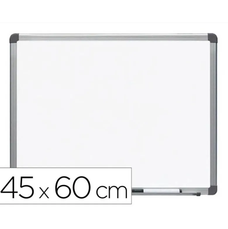 PIZARRA BLANCA ROCADA LACADA MAGNETICA MARCO ALUMINIO CON CANTONERAS 45X60 CM