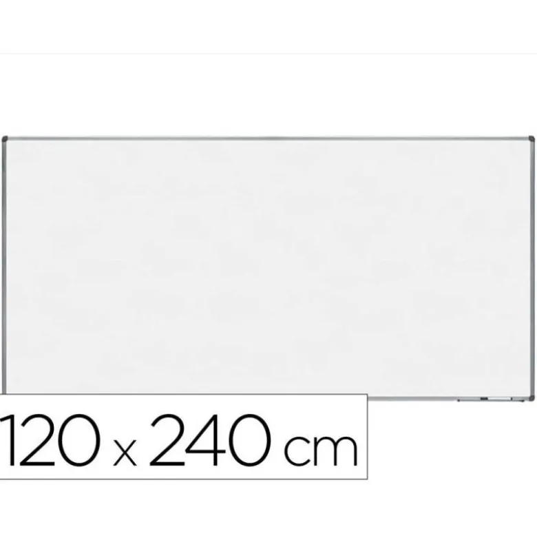 PIZARRA BLANCA ROCADA LACADA MAGNETICA MARCO ALUMINIO CON CANTONERAS 120X240 CM