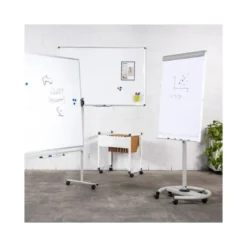 PIZARRA BLANCA ROCADA LACADA MAGNETICA MARCO ALUMINIO CON CANTONERAS 120X240 CM