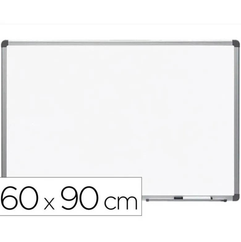 PIZARRA BLANCA ROCADA LACADA MAGNETICA MARCO ALUMINIO CON CANTONERAS 60X90 CM
