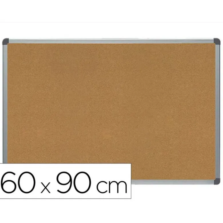PIZARRA CORCHO ROCADA MARCO ALUMINIO CON CANTONERAS 60X90 CM