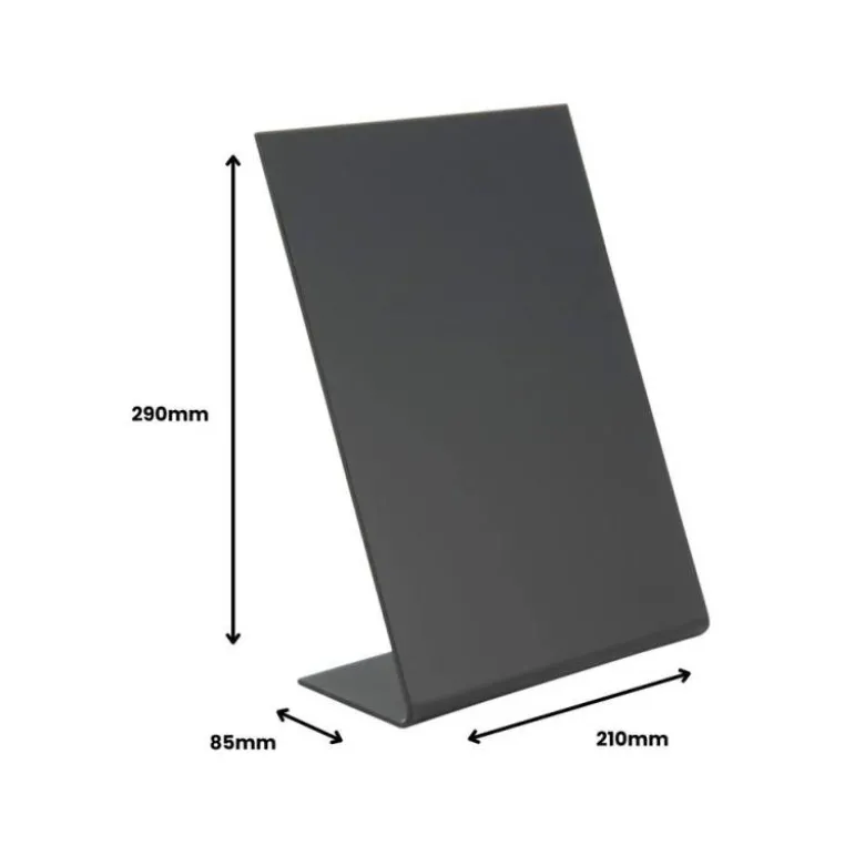 PIZARRA DE SOBREMESA ARCHIVO 2000 EN FORMA DE L A4 VERTICAL METACRILATO NEGRO 100% RECICLABLE 85X210X290 MM