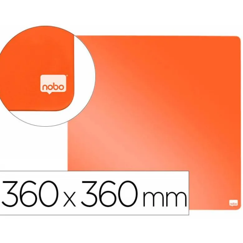 PIZARRA NOBO MAGNETICA PARA EL HOGAR COLOR NARANJA 360X360 MM