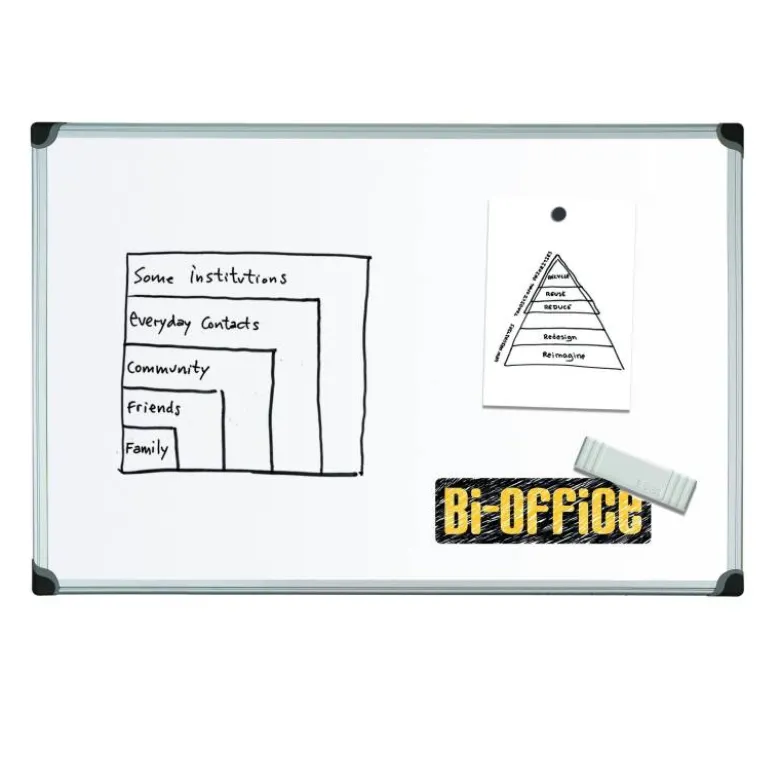 Pizarra Blanca Vitrificada Magnetica con marco de aluminio 120x90 Bi-Office