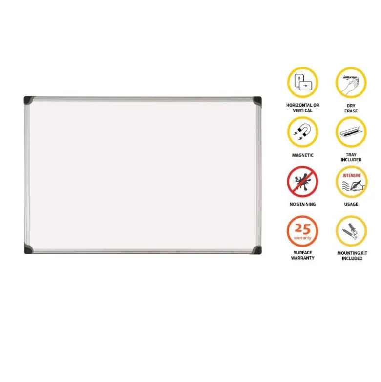 Pizarra Blanca Vitrificada Magnetica con marco de aluminio 150x100 Bi-Office