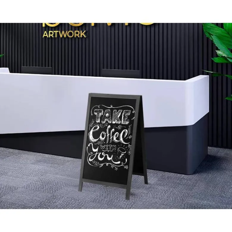 Pizarra Liderpapel negra de madera para suelo 75x135x52 cm