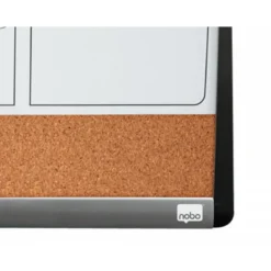 PLANIFICADOR MENSUAL NOBO MAGNETICO + TABLERO CORCHO HORIZONTAL CON MARCO ARQUEADO PLATA Y NEGRO 585X430 MM