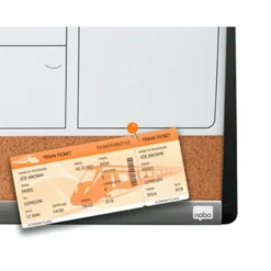 PLANIFICADOR MENSUAL NOBO MAGNETICO + TABLERO CORCHO HORIZONTAL CON MARCO ARQUEADO PLATA Y NEGRO 585X430 MM