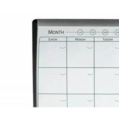 PLANIFICADOR MENSUAL NOBO MAGNETICO + TABLERO CORCHO HORIZONTAL CON MARCO ARQUEADO PLATA Y NEGRO 585X430 MM