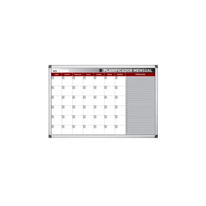 PLANNING MAGNETICO BI-OFFICE MENSUAL LACADO MARCO ALUMINIO ROTULABLE 60X45 CM