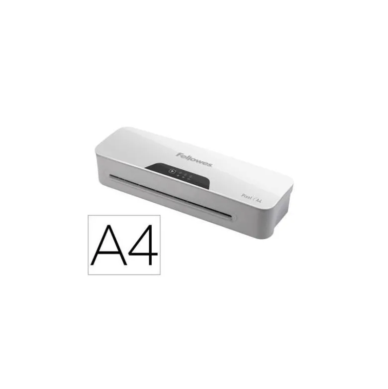 PLASTIFICADORA FELLOWES PIXEL A4 2 RODILLOS SISTEMA ANTIATASCO APAGADO AUTOMATICO HASTA 125 MC