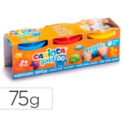 PLASTILINA CARIOCA BABY DOUGH BOTE 75 G SET DE 3 COLORES SURTIDOS