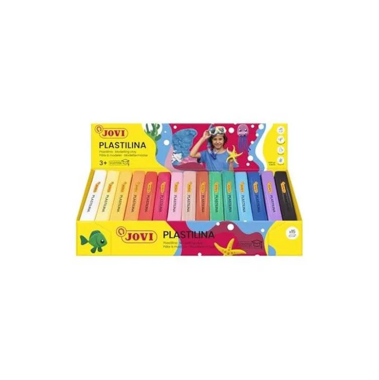 PLASTILINA JOVI BARRA 15 GR ESTUCHE DE 37 UNIDADES COLORES SURTIDOS
