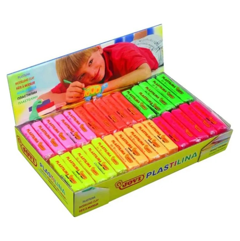 Plastilina Jovi Fluorescentes pequeñas colores surtidos Caja de 30 unidades 50 gr