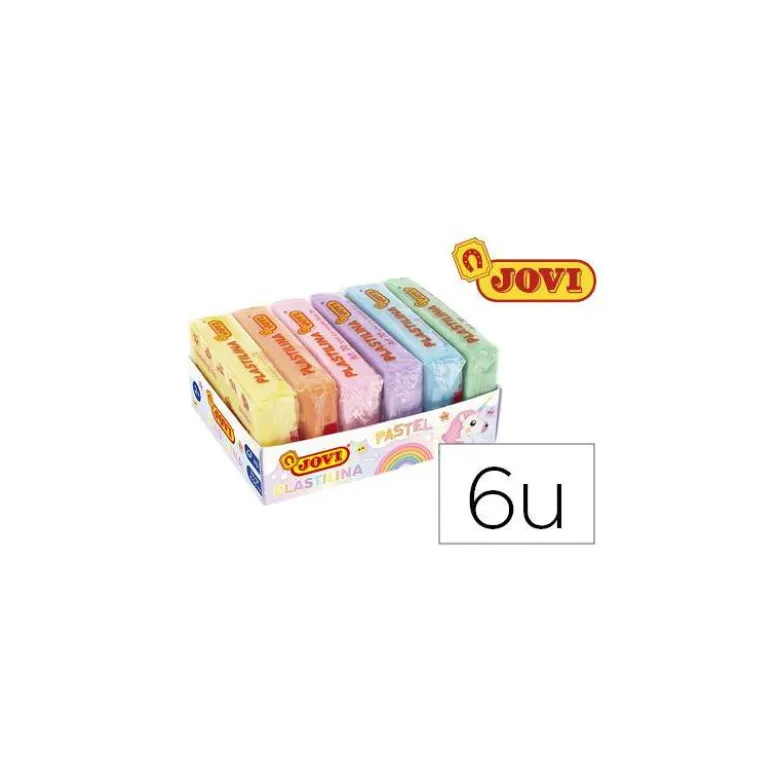 PLASTILINA JOVI 70 SURTIDA TAMAÑO PEQUEÑO COLORES PASTEL SURTIDOS CAJA DE 6 UNIDADES 50 GR