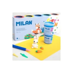 PLASTILINA MILAN SOFT DOUGH BASIC CAJA DE 10 BOTES COLORES SURTIDOS 85 G