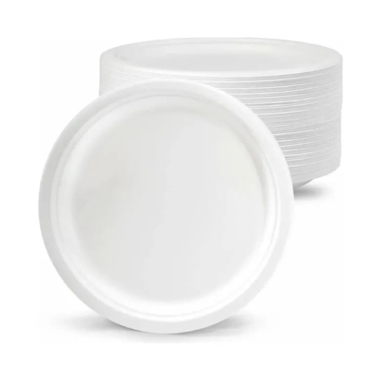 PLATO DE FIBRA BIO 18 CM DIAMETRO PAQUETE DE 50 UNIDADES