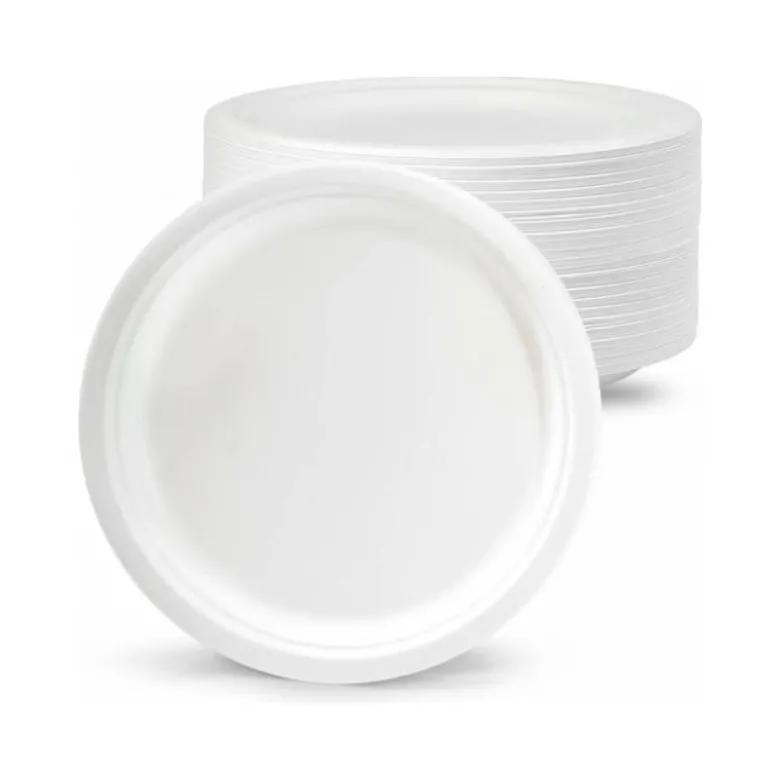 PLATO DE FIBRA BIO 26 CM PAQUETE DE 50 UNIDADES