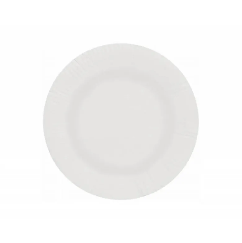 PLATO PAPEL RECICLABLE BLANCO 18 CM PAQUETE 50 UNIDADES
