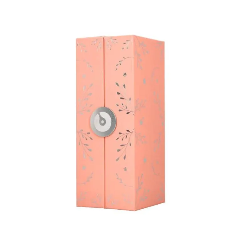 PLUMA BELIUS BELLA ALUMINIO COLOR ROSA DISEÑO PLATEADO RELIEVE TINTA AZUL CAJA DE DISEÑO