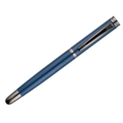 PLUMA BELIUS NEPTUNO ALUMINIO TEXTURA WAVY COLOR AZUL MARINO TINTA AZUL CAJA DE DISEÑO