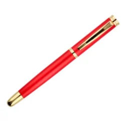 PLUMA BELIUS PASSION DOR ALUMINIO TEXTURA CEPILLADA COLOR ROJO Y DORADO TINTA AZUL CAJA DE DISEÑO