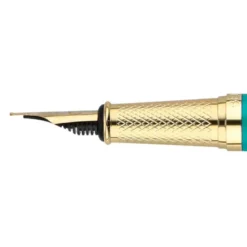 PLUMA BELIUS SOIREE ALUMINIO COLOR ART DECO TURQUESA Y DORADO TINTA AZUL CAJA DE DISEÑO