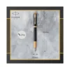 Pluma Parker PK IM GT Premium Plumin Fino Lacado Color Negro Adornos Dorados