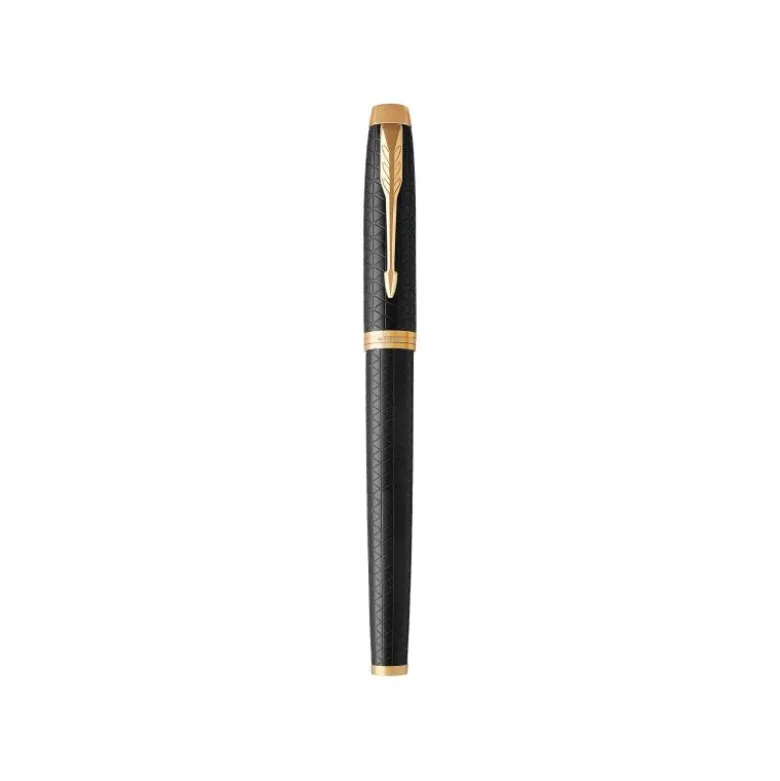 Pluma Parker PK IM GT Premium Plumin Fino Lacado Color Negro Adornos Dorados