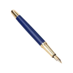 PLUMA Y ESTUCHE BELIUS SOIREE COLOR ART DECO AZUL MARINO Y DORADO TINTA AZUL CAJA DE DISEÑO