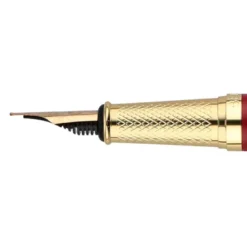 PLUMA Y ESTUCHE BELIUS SOIREE COLOR ART DECO GRANATE Y DORADO TINTA AZUL CAJA DE DISEÑO
