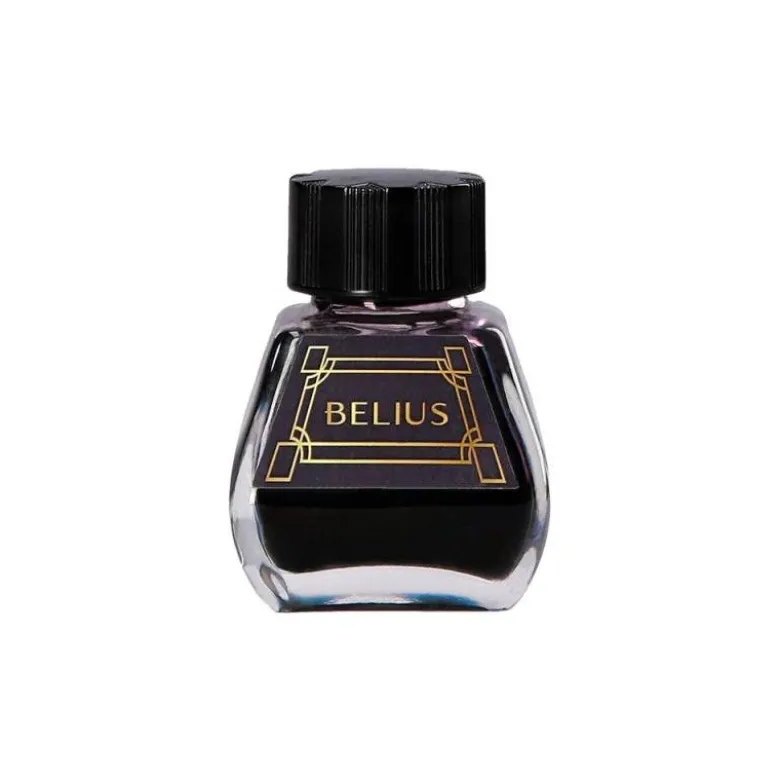PLUMA Y FRASCO DE TINTA BELIUS ORIGEN 1995 ALUMINIO TEXTURA CEPILLADA COLOR NEGRO TINTA NEGRA CAJA DISEÑO