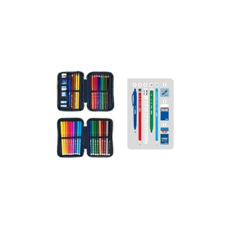 PLUMIER ESCOLAR MILAN 430 SINCE 1918 DOBLE CON ACCESORIOS COLOR BEIG 195X50X130 MM
