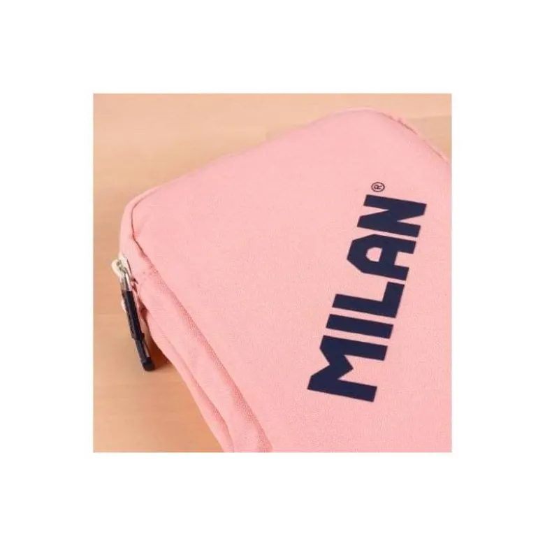 PLUMIER ESCOLAR MILAN 430 SINCE 1918 DOBLE CON ACCESORIOS COLOR ROSA 195X50X130 MM